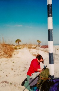 Backpacker at the beach